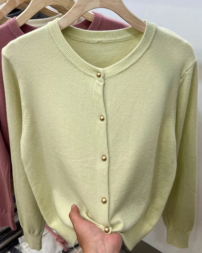 Cozy Chic Long‑Sleeve Open‑Front Knit Cardigan – For Spring & Autumn