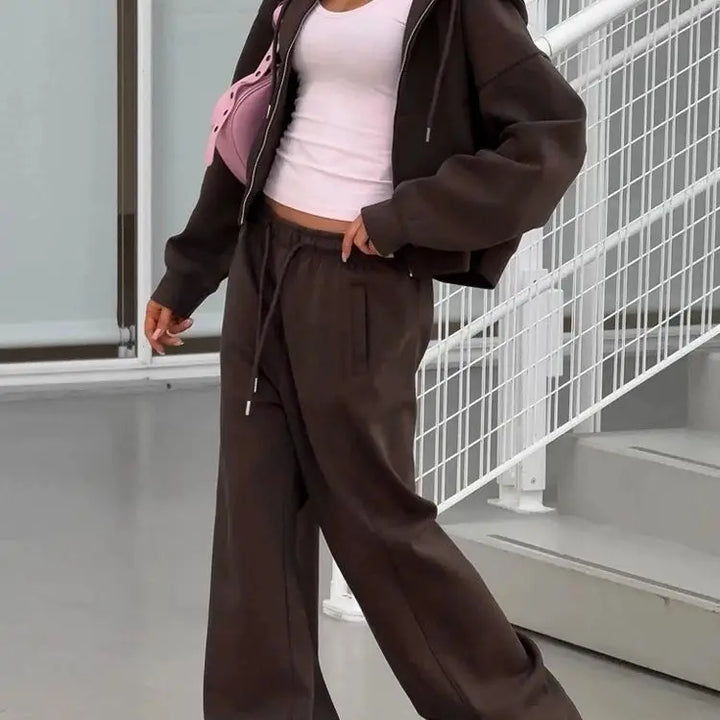Women's Zip-Up Hoodie & Long Pants Set-HighTouch