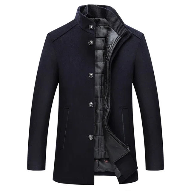 Slim Adjustable Vest Par­ka Men – Windproof Woolen Business Casual Coat-HighTouch