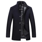 Slim Adjustable Vest Par­ka Men – Windproof Woolen Business Casual Coat-HighTouch
