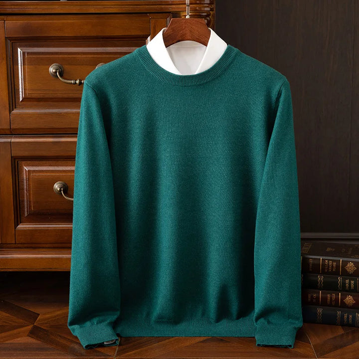 Men’s Merino Wool Sweater Premium Long Sleeve Knit Pullover-HighTouch