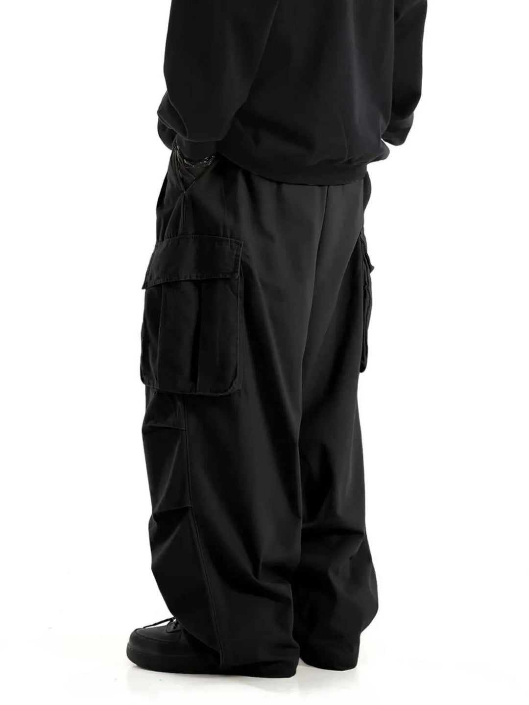 Plus Size Men's Workwear Wide Leg Pants Loose Street Style Trendy Cargo Trousers