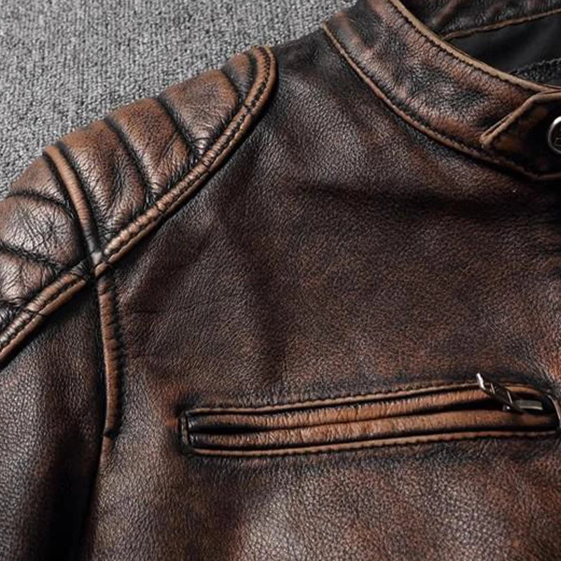 Real Cowhide & Fur Bomber Leather Jacket-HighTouch