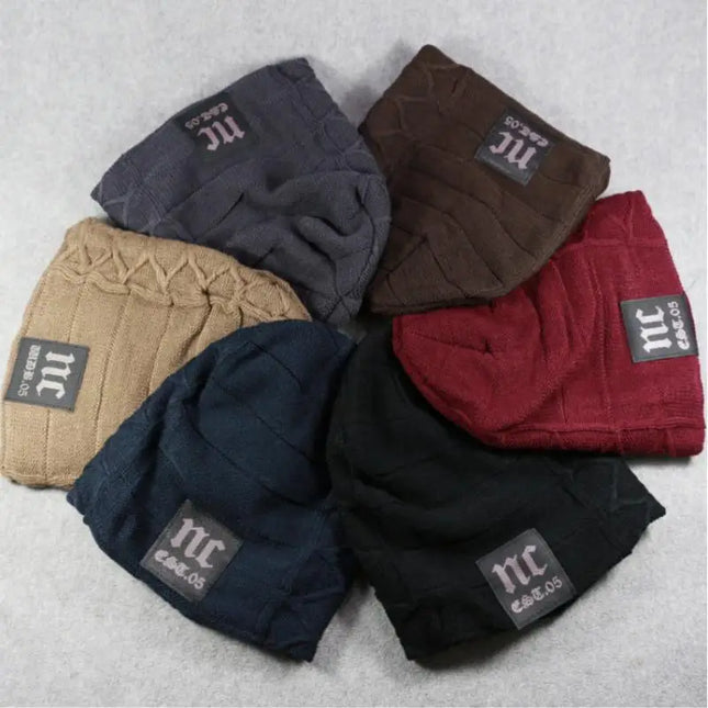 NC Letter Fur-Lined Unisex Knitted Winter Beanie