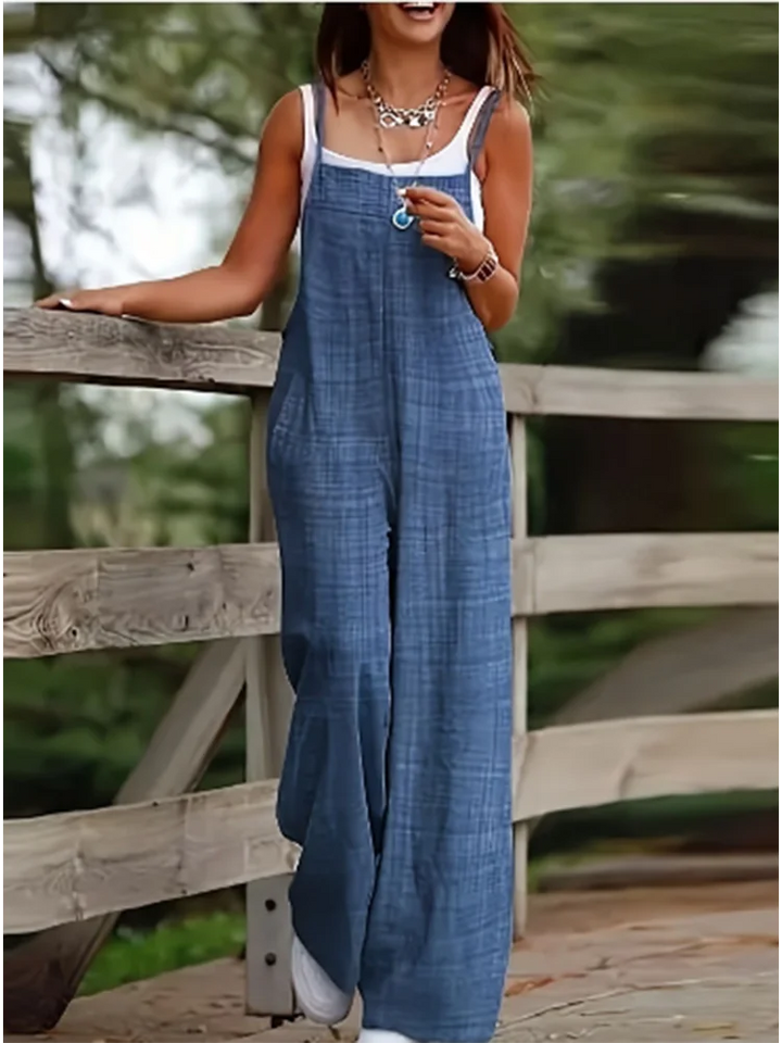 Women's Sleeveless Suspender Jumpsuit with Pockets – Loose Casual Wide-Leg Romper-HighTouch
