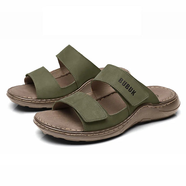 Genuine Cowhide Men’s Non-Slip Beach & Outdoor Slippers