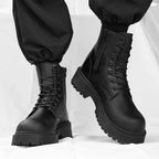 Unisex High-Top Thick-Sole Leather Boots-HighTouch