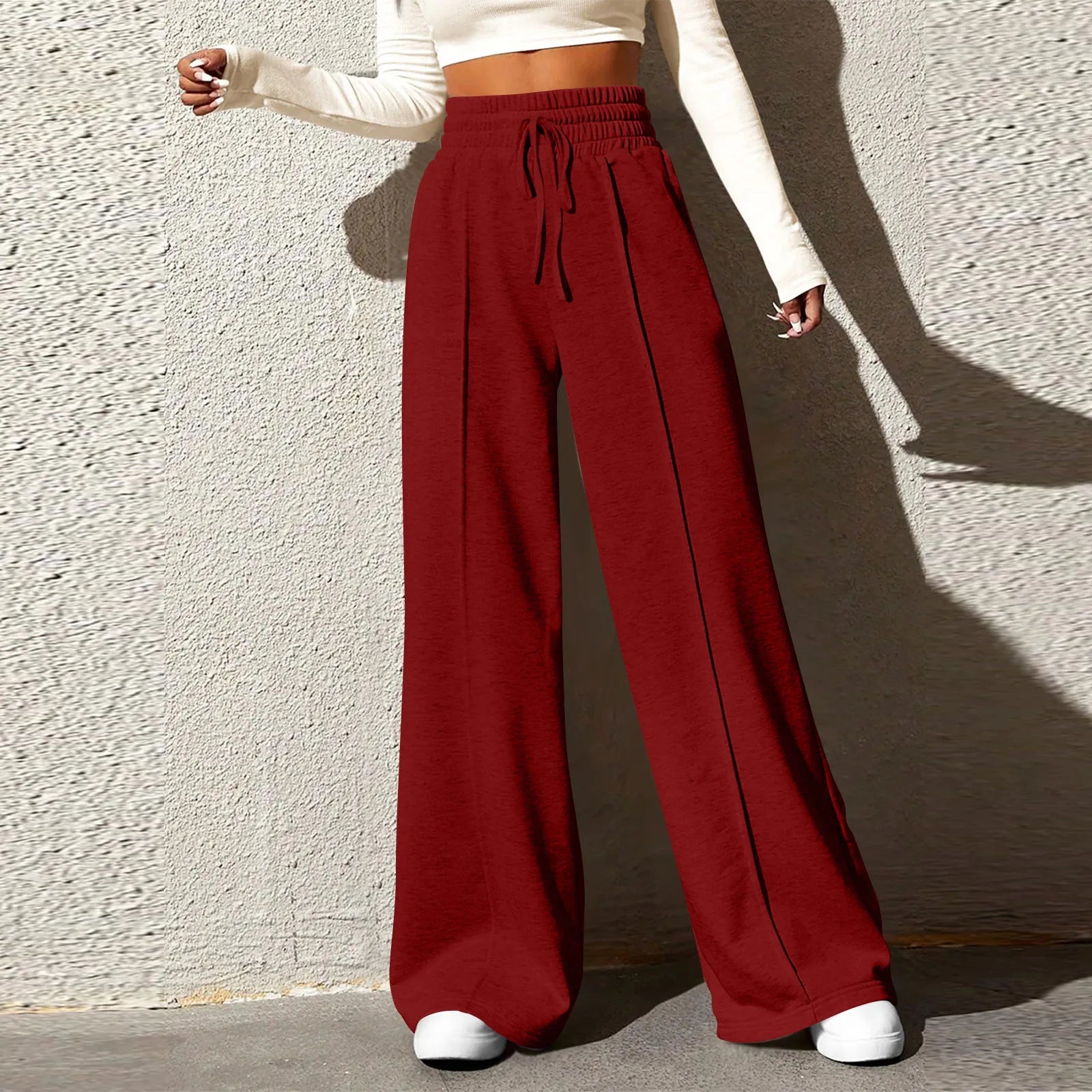 High‑Waisted Drawstring Wide‑Leg Sweatpants – Casual, Comfy & Chic