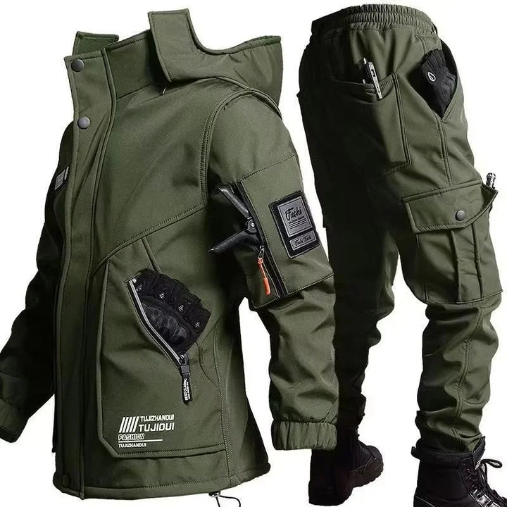 Men'S Motorcycle Jacket With Autumn And Winter Velvet Training Set Anti-Wear Waterproof Cold Resistant Jacket