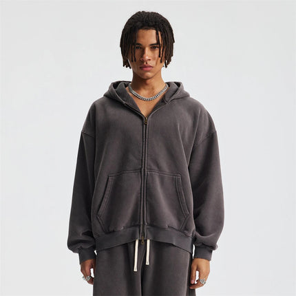 Unisex Heavy-Fleece Zip Hoodie 370 GSM | Retro Batik Wash