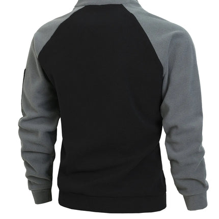 Stand-Up Collar Fitted Long-Sleeve Pullover Hoodie for Men