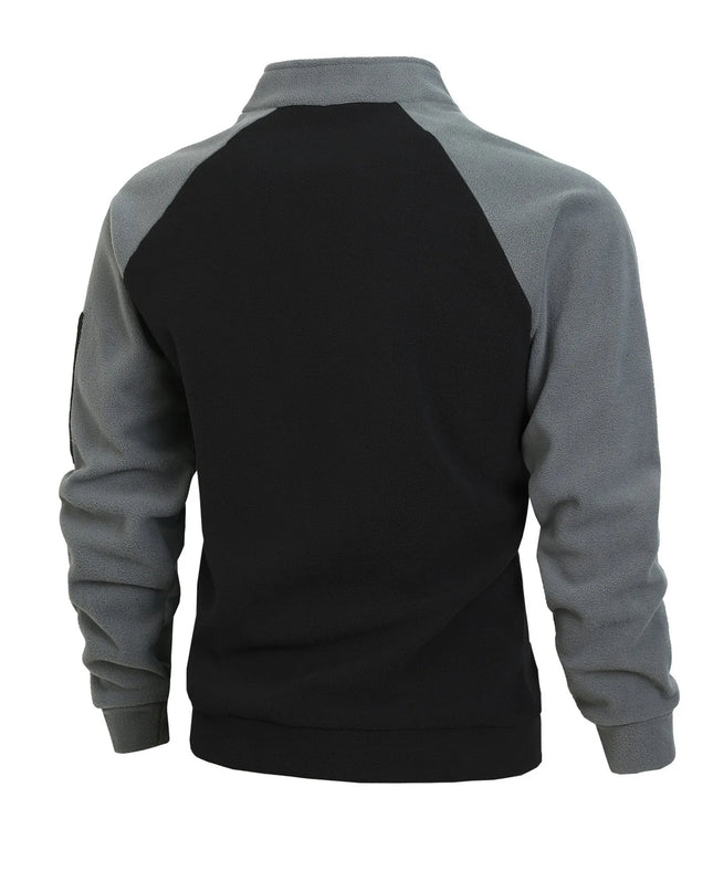 Stand-Up Collar Fitted Long-Sleeve Pullover Hoodie for Men