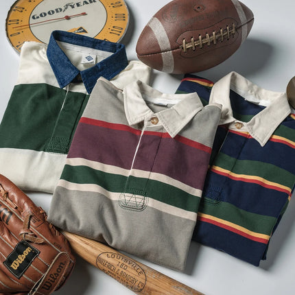 Vintage Campus Striped Button-Down Polo Tee – Ivy Prep Long Sleeve