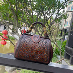 Luxury Handmade Women Shoulder Bag Vintage Carved Leather Women's Bag-HighTouch