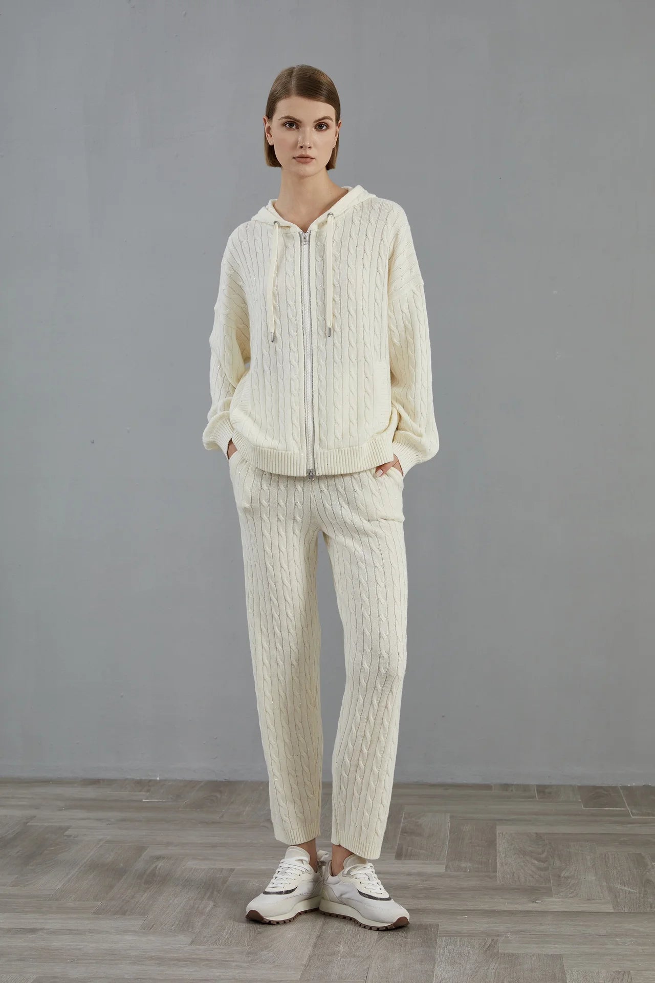 100% Wool Hooded Knit Set