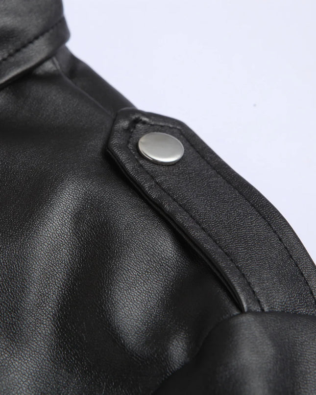 Men’s Slim-Fit PU Leather Motorcycle Jacket