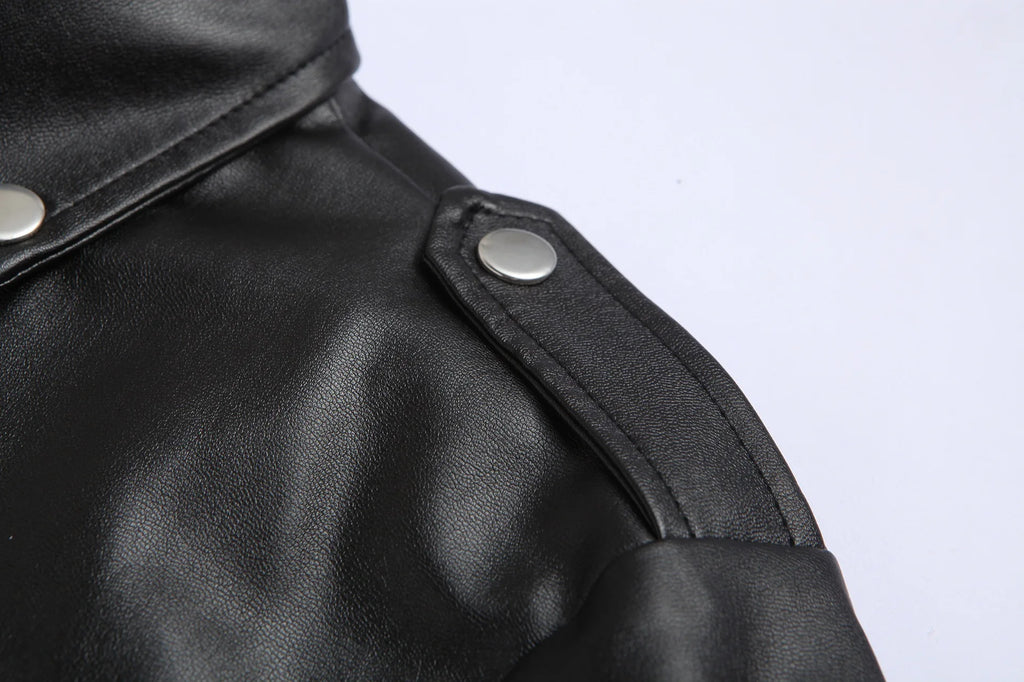 Men’s Slim-Fit PU Leather Motorcycle Jacket-HighTouch