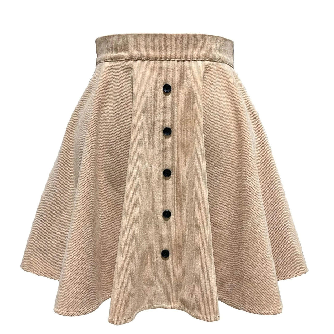 Women’s High-Waisted A-Line Corduroy Button-Up Skirt