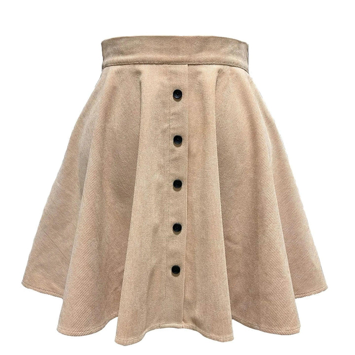 Women’s High-Waisted A-Line Corduroy Button-Up Skirt