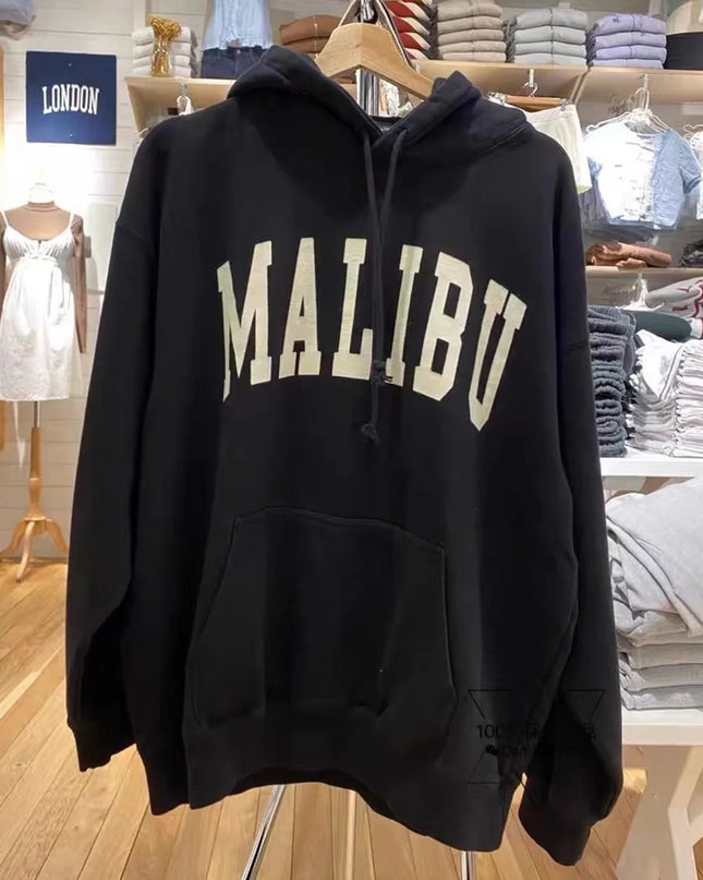 Vintage Letter Print Oversized Cotton Hoodie –  Streetwear Comfort
