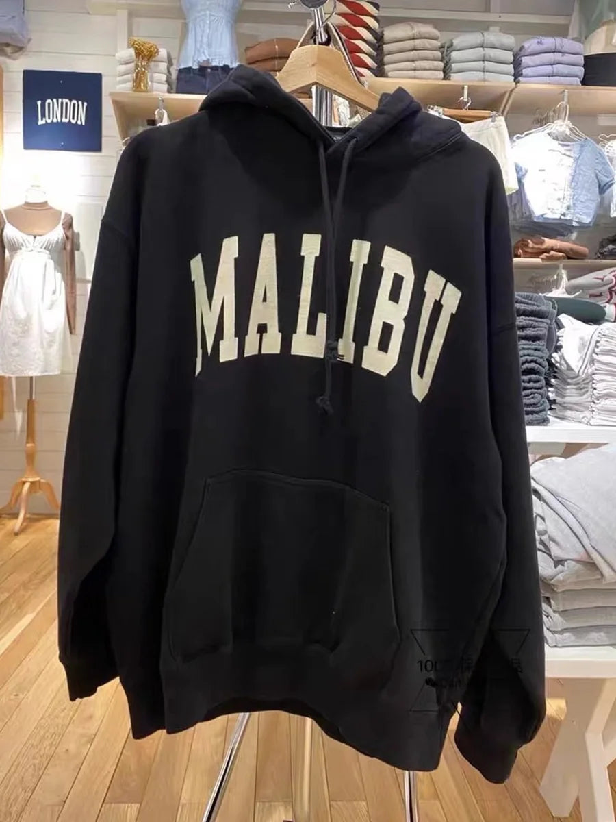 Vintage Letter Print Oversized Cotton Hoodie –  Streetwear Comfort