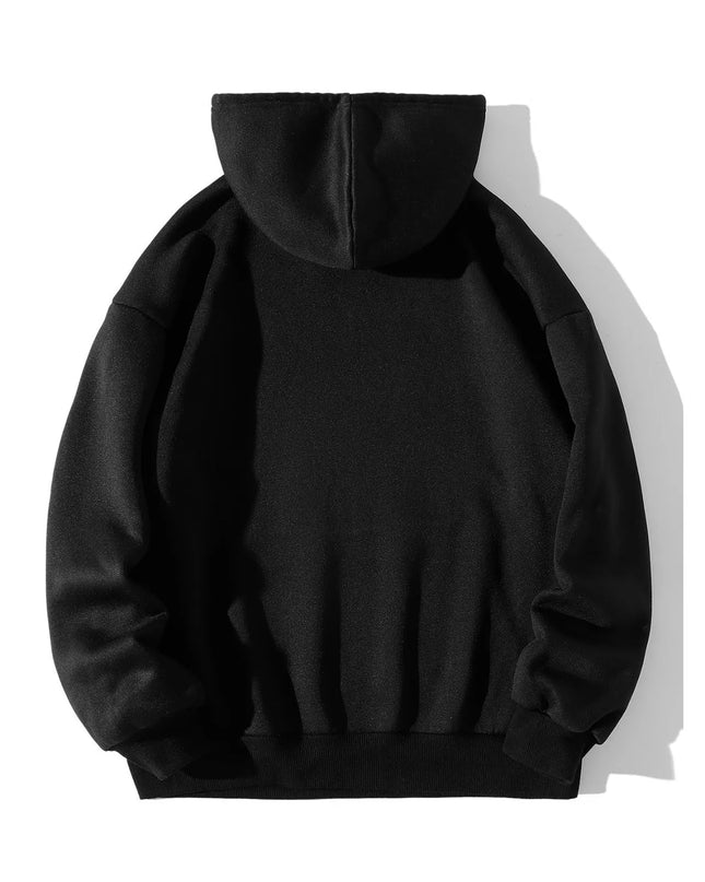Printed Letter Loose Pullover – Thick-Cut Casual Hoodie, Oversized Comfort