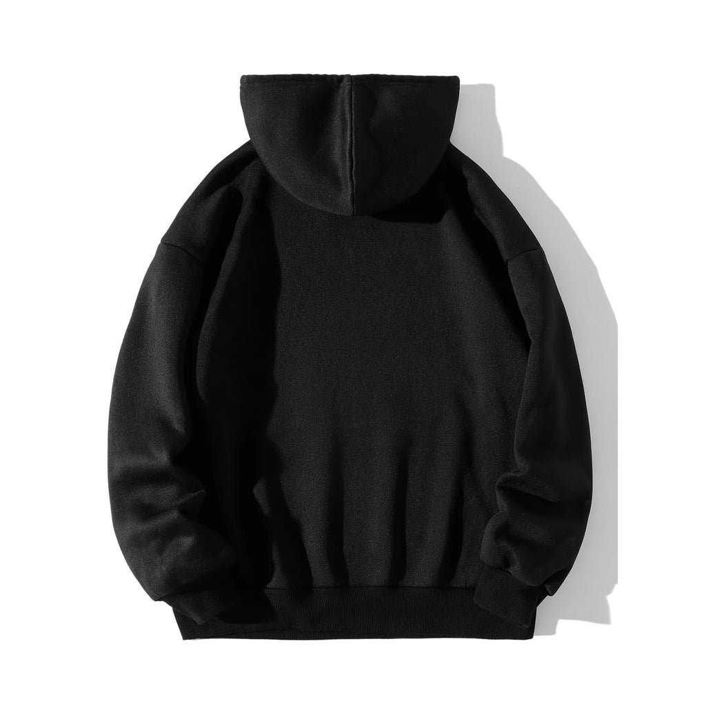 Printed Letter Loose Pullover – Thick-Cut Casual Hoodie, Oversized Comfort-HighTouch