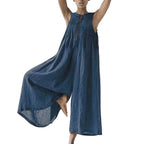 Oversized Chiffon Wide‑Leg Jumpsuit – Sleeveless V‑Neck Summer Romper-HighTouch