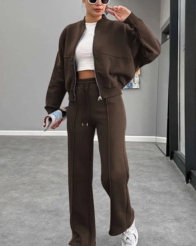 Women’s Matching Zipper Jacket & High-Waist Jogger Set