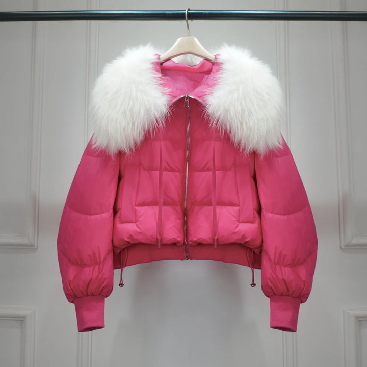 Short White Duck Down Parka Women-HighTouch