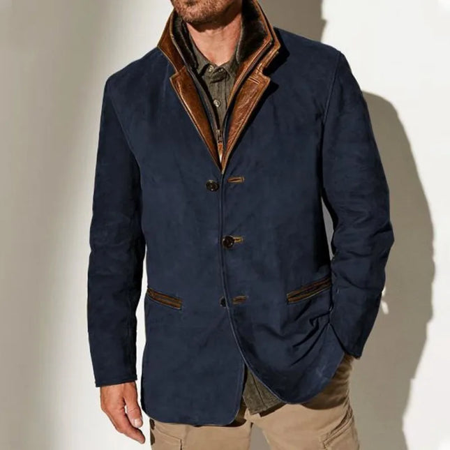 Retro Patchwork Lapel Jacket Men
