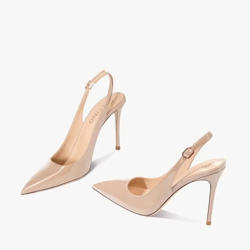 Metallic Strappy Stiletto Sandals – Glamour & Shine-HighTouch