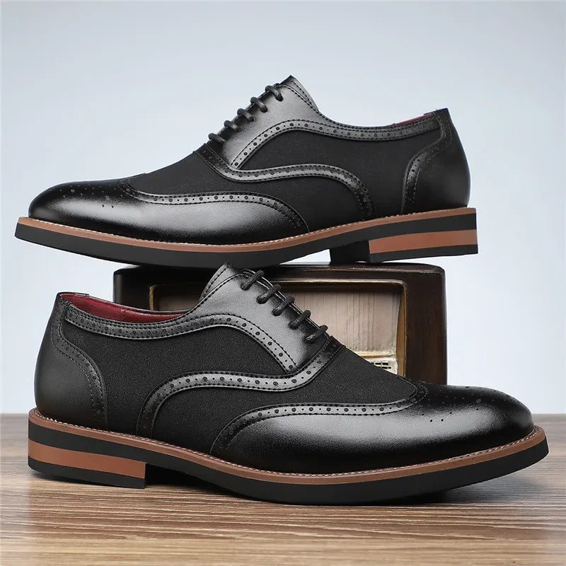 Men's Two-Tone Brogue Oxford Shoes | Classic Leather Spectator Shoes