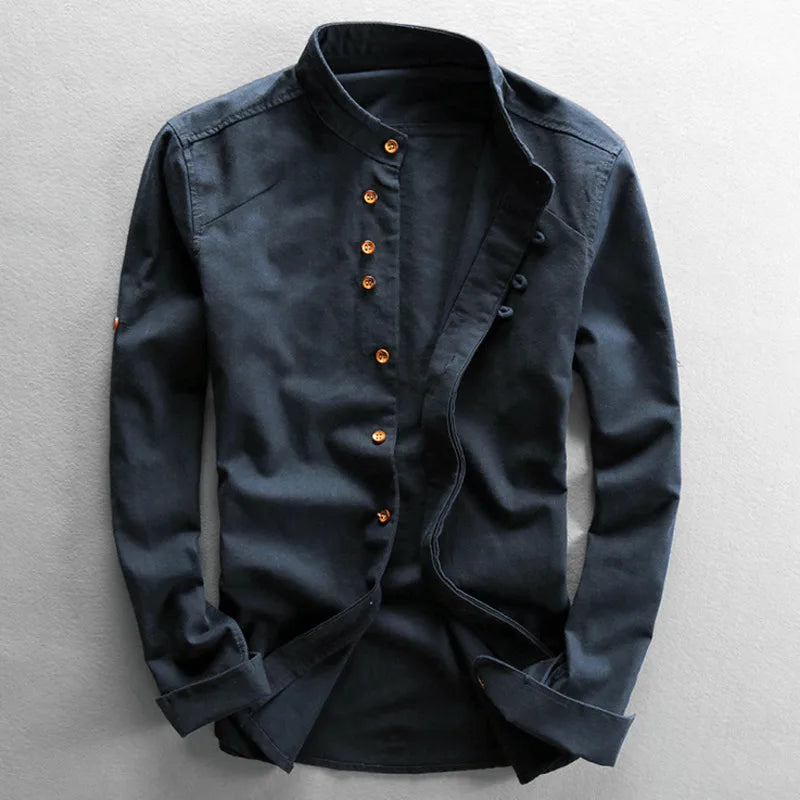 Men’s Cotton-Linen Harajuku Shirt-HighTouch