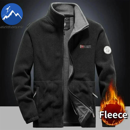 Men’s Thick Fleece Winter Jacket – Double-Pocket Hiking & Ski Outerwear