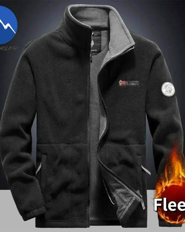 Men’s Thick Fleece Winter Jacket – Double-Pocket Hiking & Ski Outerwear