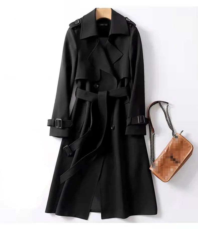 Phantasy Women’s Lace-Up British Style Trench Coat-HighTouch