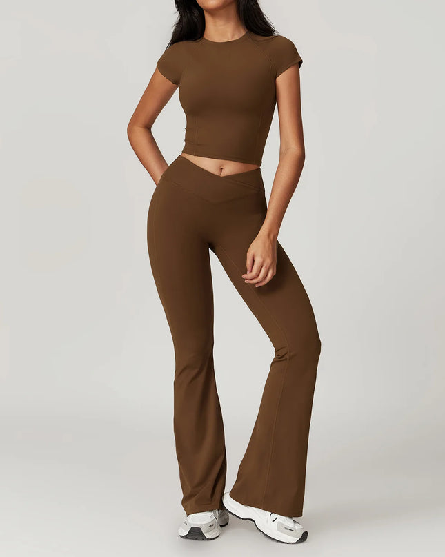 Seamless 2-Piece Yoga Set – Crop Top & High-Waist Leggings