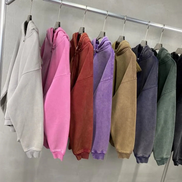 Luxury Batik‑Wash Full‑Zip Street Hoodie-HighTouch