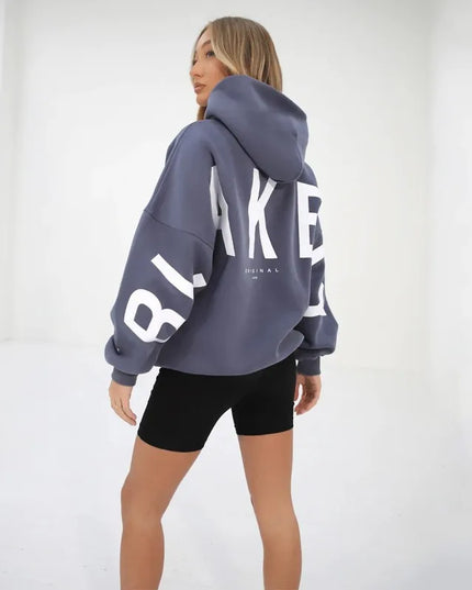 European American Fashion Printed Thick Loose Hoodie