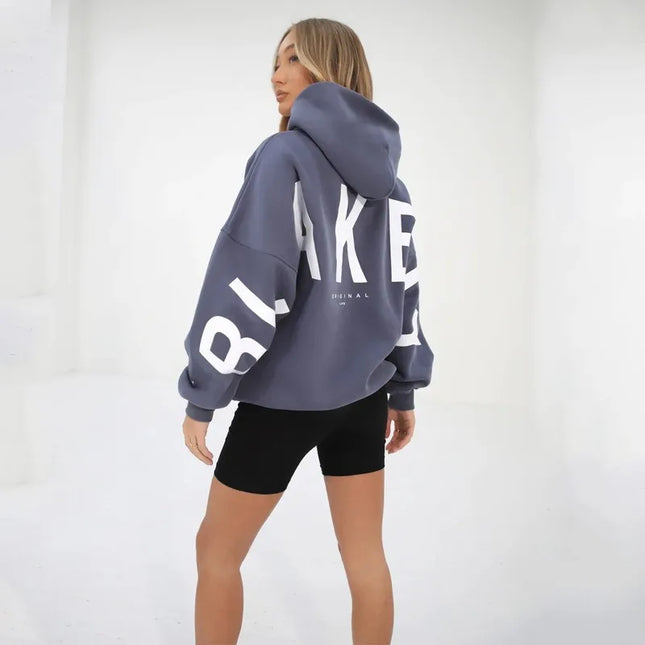 European American Fashion Printed Thick Loose Hoodie