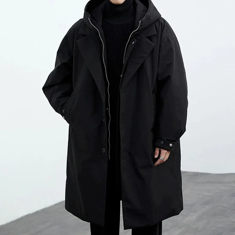 Men's Trench Coat – Long-Line Windproof Outerwear