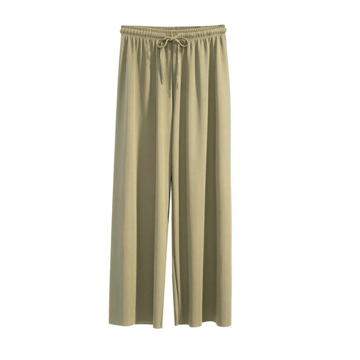 Summer Ice‑Silk Ankle‑Length Wide‑Leg Pants – Lightweight & Relaxed Fit-HighTouch