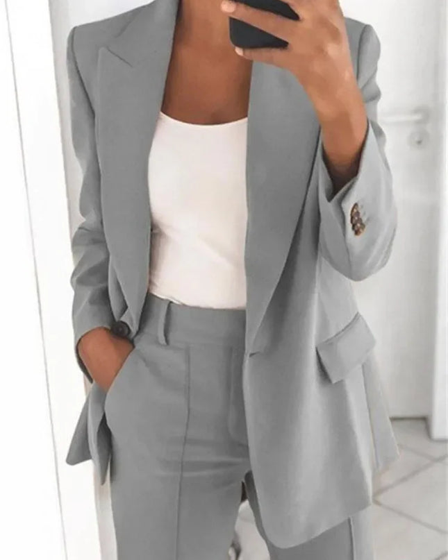 Plus-Size Women’s Casual Blazer S–5XL – Long Sleeve Solid Work Jacket