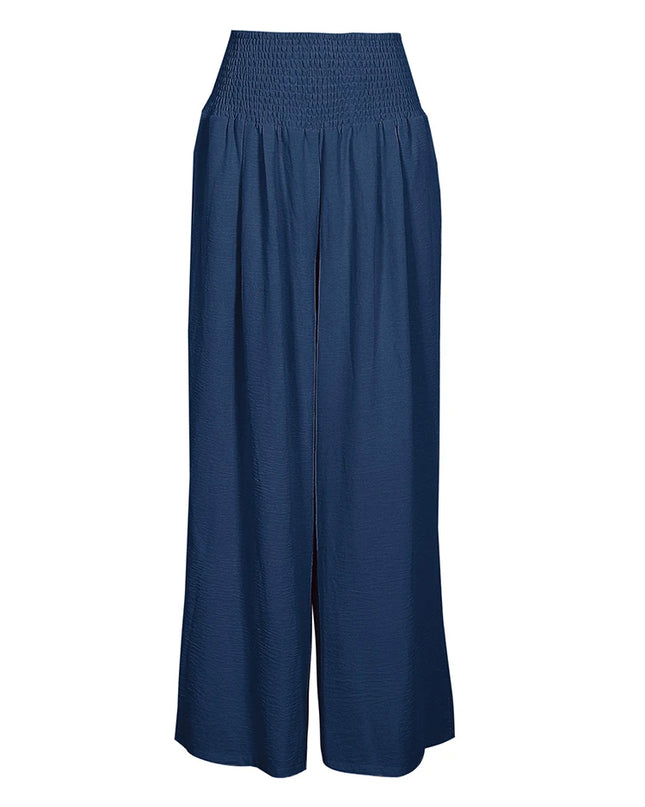 Plus-Size High-Waist Wide-Leg Cotton-Linen Pants – Retro Casual Elastic Trousers
