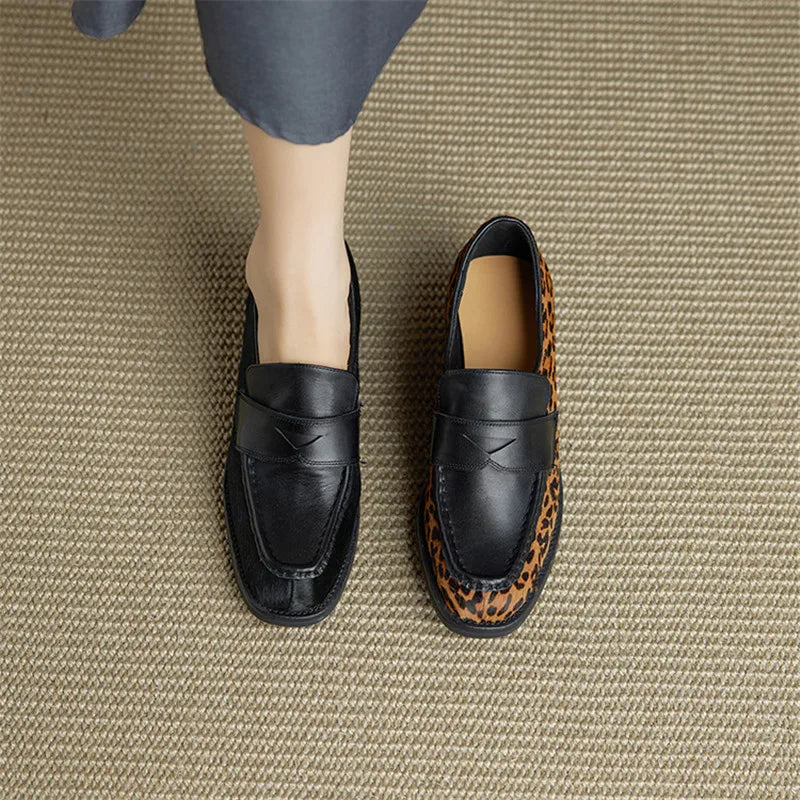 Leopard Leather Loafers-HighTouch