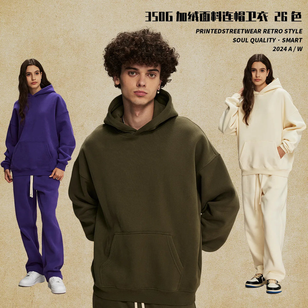 Unisex Fleece Hoodie Crew Neck Casual Pullover Sweatshirt-HighTouch