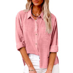 Women’s Long Sleeve Cotton-Linen Shirt