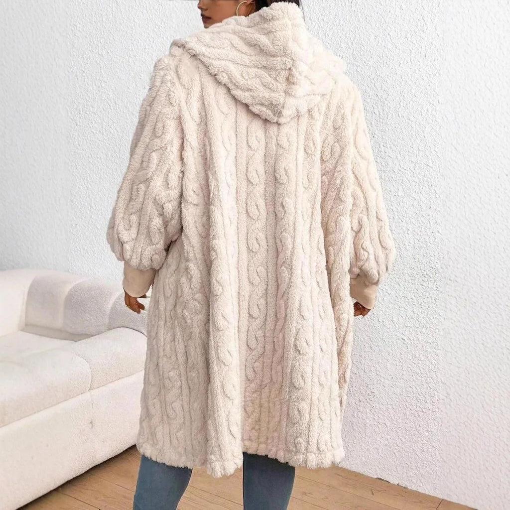 Plus Size Coral Fleece Cardigan