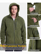 Tactical Hooded Fleece Jacket Men – Warm Military Multi-Pocket Winter Coat-HighTouch